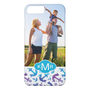 Tie Dye Anchor Pattern   Your Photo & Monogram iPhone 8 Plus/7 Plus Case