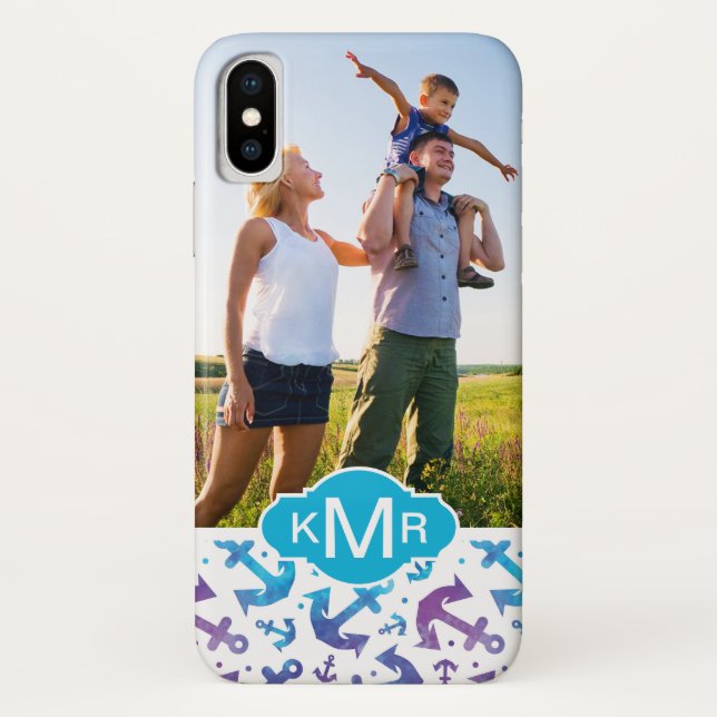 Tie Dye Anchor Pattern | Your Photo & Monogram Case-Mate iPhone Case (Back)
