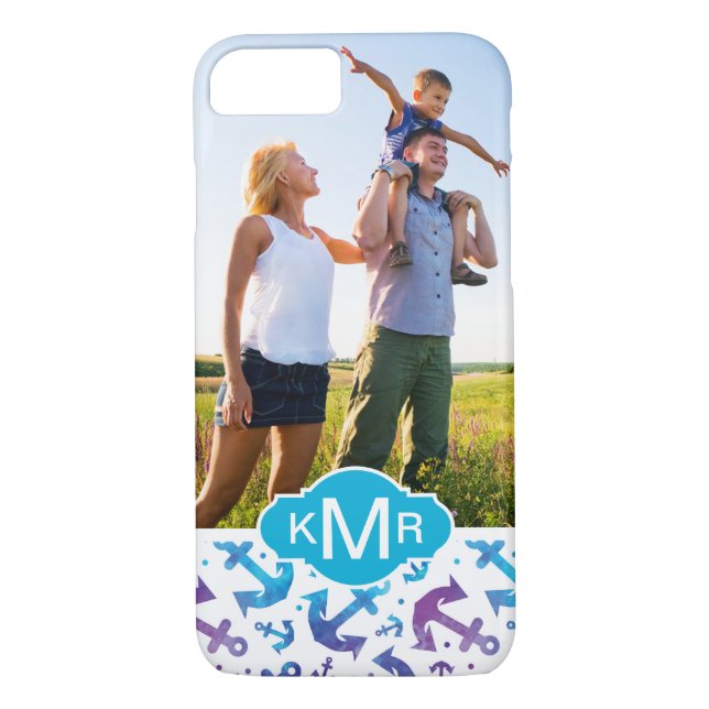 Tie Dye Anchor Pattern | Your Photo & Monogram Case-Mate iPhone Case (Back)