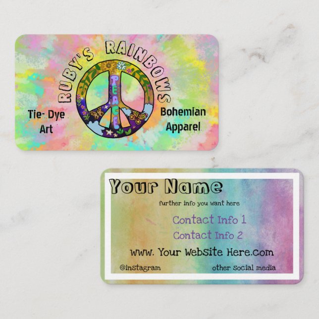 Tie-Dye Art and Bohemian Appreal Business Card (Front/Back)