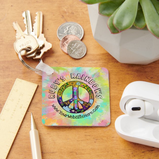 Tie-Dye Art and Bohemian Appreal Business Key Ring (Desk)