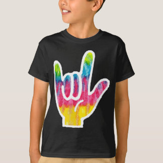 Tie Dye ASL Sign Language Hand Symbol  Gift I Love T-Shirt