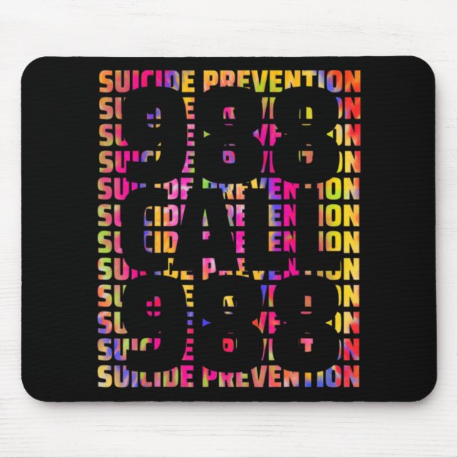 Tie Dye Awareness Suicide Prevention 988 Mental He Mouse Mat (Front)