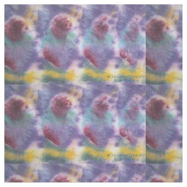 Tie-Dye Baby Birds fabric (Close Up)