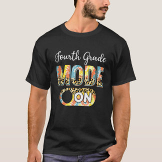 Tie Dye Back To School Fourth Grade Mode On Leopar T-Shirt