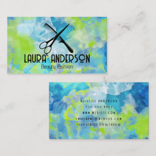 Tie Dye Background   Scissors Comb   Artistic Business Card