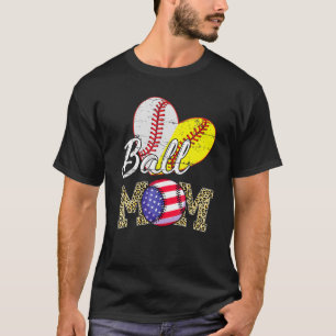 Tie Dye Ball Mom Softball Baseball Leopard Mothers T-Shirt