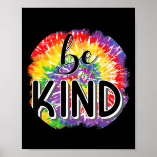 Tie Dye Be Kind Inspirational Vintage Retro Sunset Poster