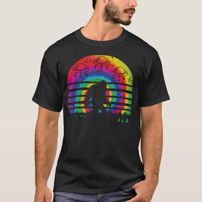 Tie Dye Bigfoot Ufo Abduction T-Shirt (Front)