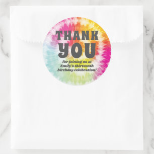 Tie-Dye Birthday Classic Round Sticker