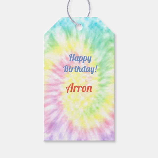 Tie Dye Birthday  Gift Tags (Front)