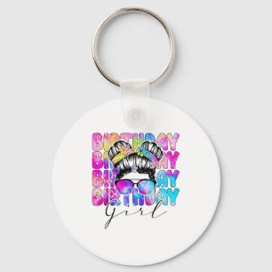 Tie Dye Birthday Girl Colorful Bday Party For Wome Key Ring