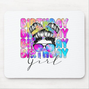 Tie Dye Birthday Girl Colorful Bday Party For Wome Mouse Mat