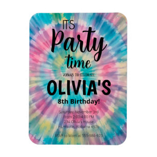 Tie Dye Birthday Invitation Rainbow Tie Dye Birthd Magnet