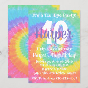 Tie Dye Birthday Invitation Tie Dye Invitation