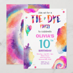 Tie Dye Birthday Party Bright Tie Dye Hippy Party Invitation