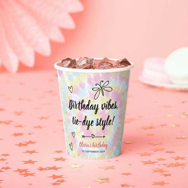 Tie Dye Birthday Party Paper Cups (Insitu)