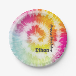 Tie-Dye Birthday Party Paper Plates