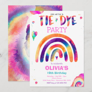 Tie Dye Birthday Party Pastel Tie Dye Hippy Party Invitation