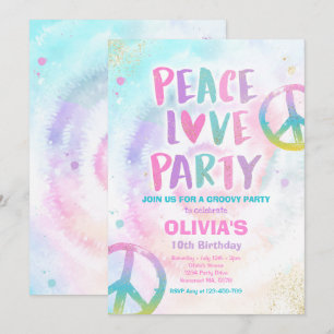 Tie Dye Birthday Party Pastel Tie Dye Hippy Party Invitation