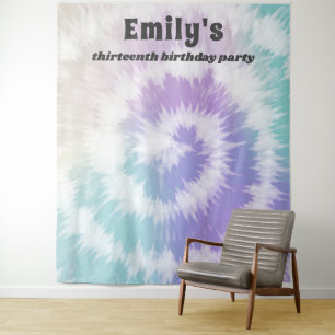 Tie-Dye Birthday Party Rainbow Hippie Backdrop Tapestry