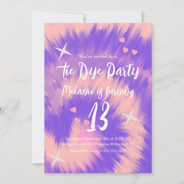 Tie Dye Birthday Party Retro Groovy Invitation (Front)