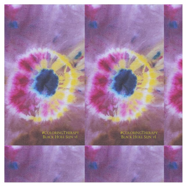 Tie-Dye Black Hole Sun #1 fabric (Close Up)