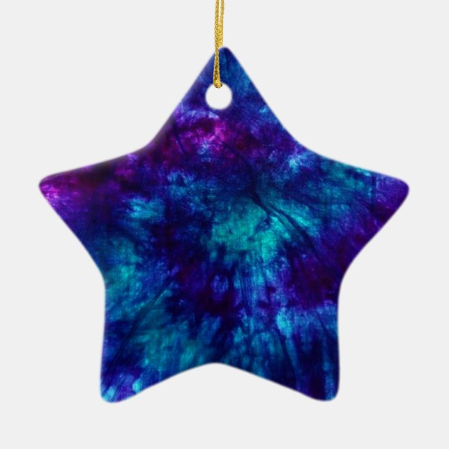 Tie Dye/Blue and Green Ceramic Tree Decoration (Front)