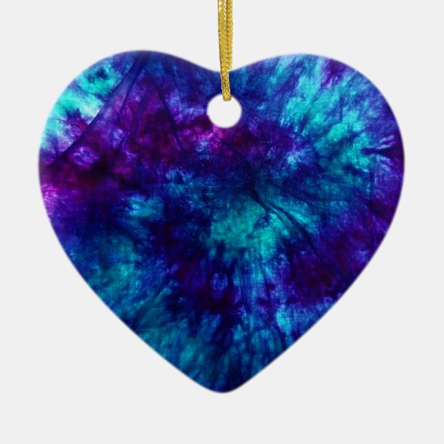 Tie Dye/Blue and Green Ceramic Tree Decoration (Front)
