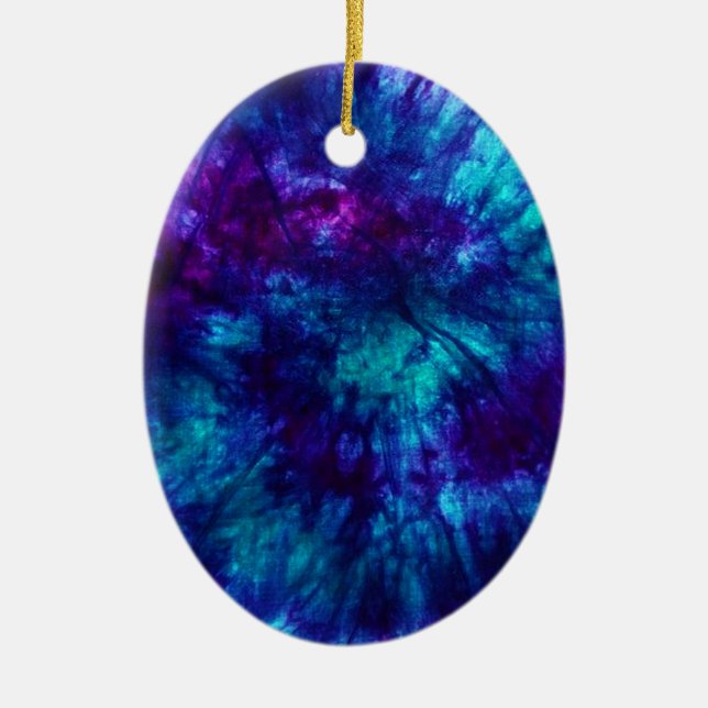 Tie Dye/Blue and Green Ceramic Tree Decoration (Front)