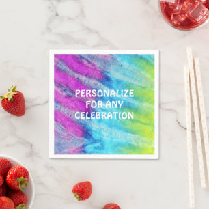 Tie Dye Blue Personalized Paper Party Napkin