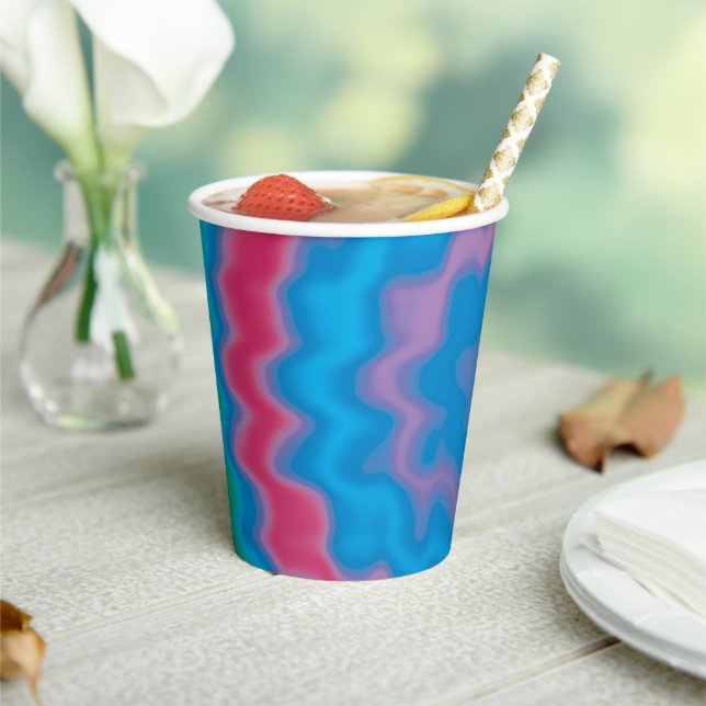 Tie dye blue swirl funky retro pattern party  paper cups (Insitu)