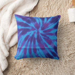Tie Dye Blue Teal Purple Colourful Pattern Hippie Cushion