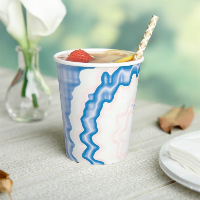 Tie dye Blue white swirl funky retro pattern  Paper Cups (Insitu)