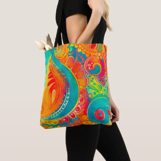 Tie Dye Boho Hippy 60s Peace Tote Bag