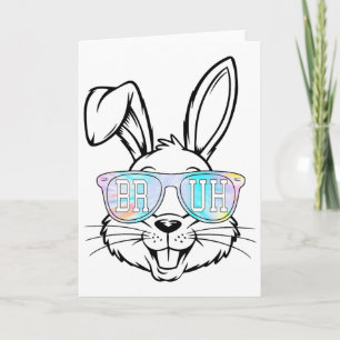 Tie Dye Bunny Rabbit Sungles Bruh Easter Boys Teen Card