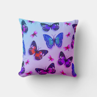 Tie-dye Butterfly Print Throw Pillow