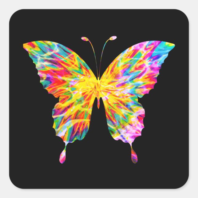 TIE DYE BUTTERFLY SQUARE STICKER (Front)