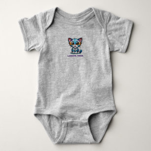 Tie Dye Cartoon Cute Cartoon Kitten Says Love Me Baby Bodysuit