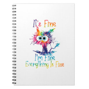 Tie Dye Cat It'S Fine I'M Fine Everything Is Fine Notebook