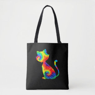 Tie Dye Cat Shirt _ Colourful Tye Dye Kitten_1 Tote Bag