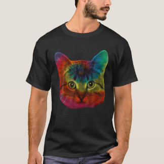 Tie Dye Cat Shirt Colourful Tye Dye Kitten T Shirt
