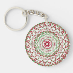 Tie Dye Christmas Mandala Key Ring