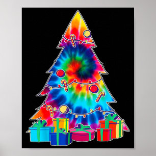 Tie-dye Christmas Tree 60's Vintage Retro Christma Poster
