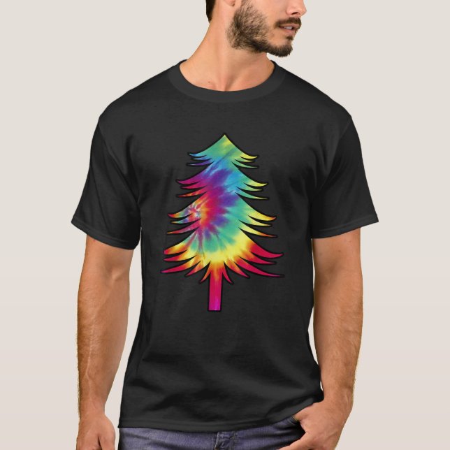 Tie Dye Christmas Tree Colourful Tye Dye  T-Shirt (Front)