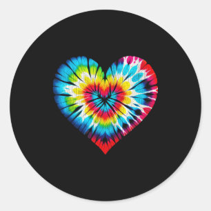 Tie Dye Colorful Valentines Hearts Day Men Women K Classic Round Sticker
