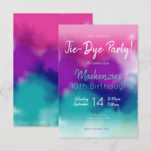 Tie-Dye Colourful Birthday Party Invitation