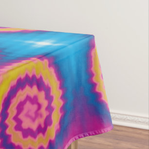 Tie dye Colourful groovy funky retro pattern Tablecloth