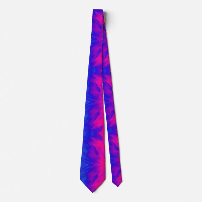 Tie Dye Colourful Psychedelic Blue Pink Necktie (Front)