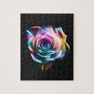 Tie Dye Colourful Rose Jigsaw Puzzle
